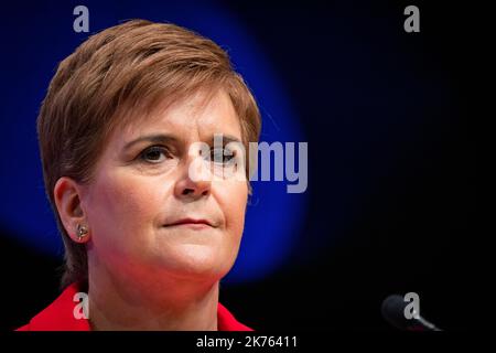 SNP Conference 2022, Aberdeen. Grundsatzrede der ersten Ministerin Nicola Sturgeon Stockfoto