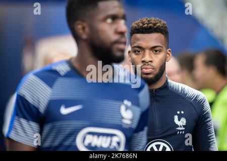 Thomas Lemar (FRA) während des Trainings vor dem Fußballspiel der UEFA Nations League Frankreich gegen Holland am 9. September 2018 im Stade de France in Saint Denis, Frankreich. Stockfoto