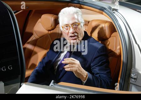 Giorgetto Giugiaro . Designer Italien . Avec Sohn Prototyp Sibylla . - Paris, Frankreich, 1. 2018. oktober - Veranstaltung am Vorabend des ersten Pressetag des Pariser Automobilsalons. Stockfoto