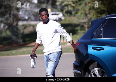 OUSMANE DEMBELE beim Treffen der französischen Fußballmannschaft in Clairefontaine, um sich auf das Freundschaftsspiel gegen Island am 11. Oktober in Guingamp und dann auf die UEFA Nations League am 15. Oktober im Stade de France gegen Deutschland vorzubereiten. Stockfoto