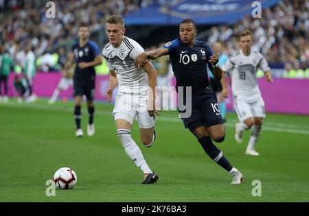 ©PHOTOPQR/LE PARISIEN ; Fußball, ligue des Nations UEFA. Saint Denis, stade de France. MBAPPE UEFA Nations League Ein Gruppenspiel zwischen Frankreich und Deutschland im Stade de France am 16. Oktober 2018 in Paris, Frankreich. Stockfoto