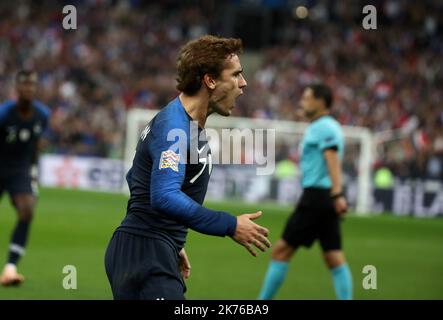 ©PHOTOPQR/LE PARISIEN ; Fußball, ligue des Nations UEFA. Saint Denis, stade de France. ABER GRIEZMANN UEFA Nations League Ein Gruppenspiel zwischen Frankreich und Deutschland im Stade de France am 16. Oktober 2018 in Paris, Frankreich. Stockfoto