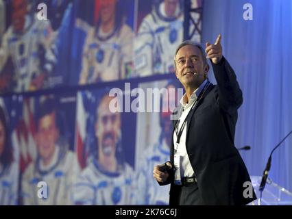 Pressekonferenz des Astronauten Jean Francois Clervoy am 1. November 2018 in Monaco, Frankreich. Stockfoto