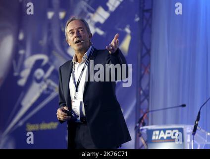 Pressekonferenz des Astronauten Jean Francois Clervoy am 1. November 2018 in Monaco, Frankreich. Stockfoto