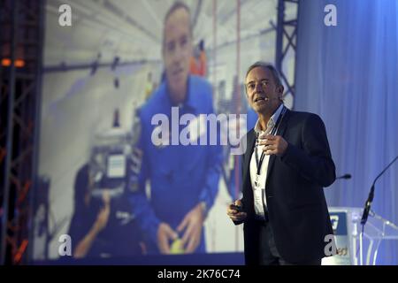 Pressekonferenz des Astronauten Jean Francois Clervoy am 1. November 2018 in Monaco, Frankreich. Stockfoto