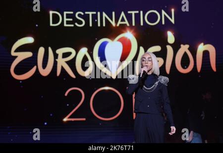 Bilal Hassani wird Frankreich beim Musikwettbewerb Eurovision in La Plaine Saint Denis, Frankreich, vertreten, Januar 25. 2019 Stockfoto