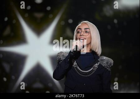 Bilal Hassani wird Frankreich beim Musikwettbewerb Eurovision in La Plaine Saint Denis, Frankreich, vertreten, Januar 25. 2019 Stockfoto