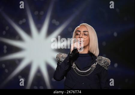 Bilal Hassani wird Frankreich beim Musikwettbewerb Eurovision in La Plaine Saint Denis, Frankreich, vertreten, Januar 25. 2019 Stockfoto