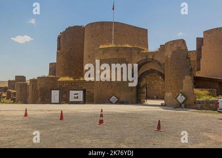 ANI, TÜRKEI - 18. JULI 2019: Arslan kapisi Tor der antiken Stadt Ani, Türkei Stockfoto