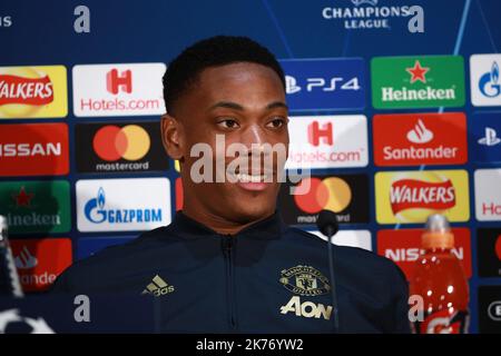 Von Manchester United Anthony Martial während der Pressekonferenz auf Aon Ausbildung komplexer, Manchester. Stockfoto