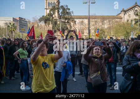 Generalstreik nach dem Prozess gegen die Unabhängigen, der in Madrid stattfindet. Stockfoto