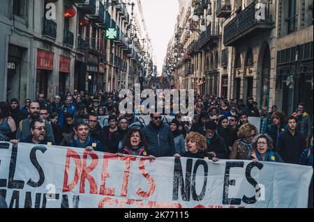 Generalstreik nach dem Prozess gegen die Unabhängigen, der in Madrid stattfindet. Stockfoto