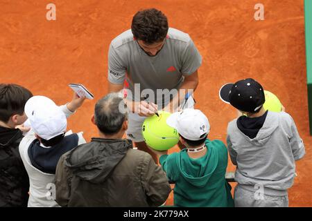 Gilles Simon aus Frankreich während des Rolex Monte-Carlo Masters 2019, ATP Masters 100 Tennisspiels am 15. April 2019 in Monaco Stockfoto