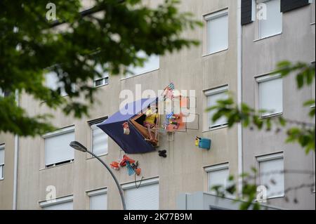 Die letzte Show der Firma Royal de Luxe Jean Luc Courcoult 'die Reise von Mr. Burgundy', Nantes. Stockfoto