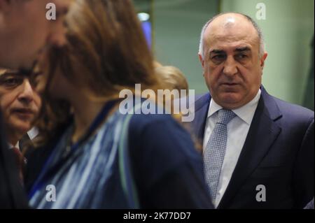 / 14/05/2019 - Belgien / Brüssel / Brüssel - Elmar MAMMADYAROV, Außenminister Aserbaidschans bei der Tour de Table des Europäischen Rates für Auswärtige Angelegenheiten in Brüssel. Stockfoto