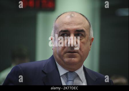 / 14/05/2019 - Belgien / Brüssel / Brüssel - Elmar MAMMADYAROV, Außenminister Aserbaidschans bei der Tour de Table des Europäischen Rates für Auswärtige Angelegenheiten in Brüssel. Stockfoto