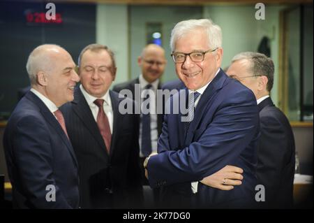 / 14/05/2019 - Belgien / Brüssel / Brüssel - der polnische Außenminister Jacek CZAPUTOWICZ (Glasses) beim Runden Tisch des Europäischen Rates für Auswärtige Angelegenheiten in Brüssel. Stockfoto