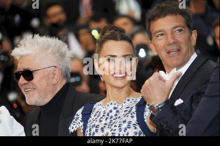 Penelope Cruz und der spanische Schauspieler Antonio Banderas nahmen an der Premiere von Pain and Glory im Rahmen der Filmfestspiele von Cannes 72. Teil Stockfoto