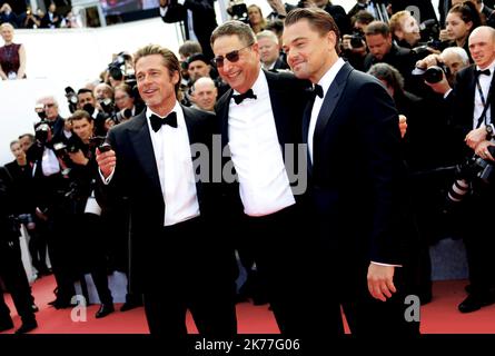 Brad Pitt, US-Schauspieler Leonardo DiCaprio bei der Premiere von Once Upon a Time in Hollywood, die während der Filmfestspiele von Cannes 72. in Cannes, Frankreich, stattfand. Stockfoto