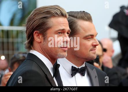 Leonardo DiCaprio und der US-Schauspieler Brad Pitt nahmen an der Premiere von Once Upon a Time in Hollywood Teil, die während der Filmfestspiele von Cannes 72. in Cannes, Frankreich, stattfand. Stockfoto