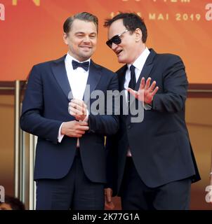 DER US-Schauspieler Leonardo DiCaprio, der US-Regisseur Quentin Tarantino bei der Premiere von Once Upon a Time in Hollywood, die während der Filmfestspiele von Cannes 72. in Cannes, Frankreich, stattfand. Stockfoto