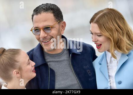 Lea Seydoux, Roschdy Zem und Sara Forestier nehmen an der Fotoschau für „Oh Mercy! Roubaix, une Lumiere während der jährlichen Filmfestspiele von Cannes 72. am 23. Mai 2019 in Cannes, Frankreich. Stockfoto