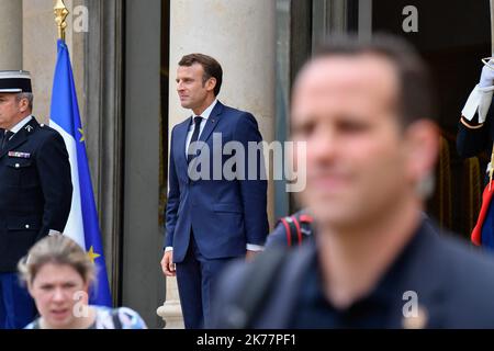 / 07/06/2019 - Frankreich / Ile-de-France (Region) / Paris - der französische Präsident Emmanuel Macron empfängt am 07. Juni 2018 den kanadischen Premierminister Justin Trudeau im Palais de l'Elysee Stockfoto