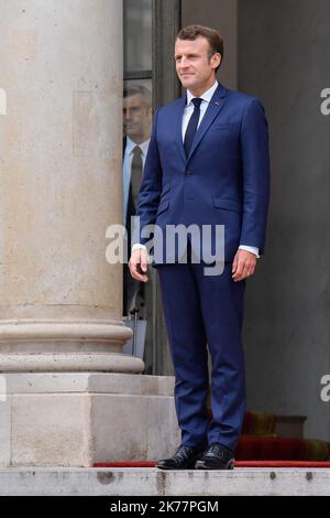 / 07/06/2019 - Frankreich / Ile-de-France (Region) / Paris - der französische Präsident Emmanuel Macron empfängt am 07. Juni 2018 den kanadischen Premierminister Justin Trudeau im Palais de l'Elysee Stockfoto