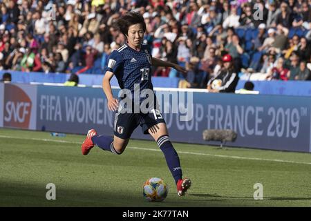 ©ERIC BALEDENT/MAXPPP - Konzert - Equipe d'Argentine féminine vs Equipe du Japon féminine - 10/06/2019 2019, Phasenfinale - (c) 2019 Baledent/MaxPPP Jun Endo (Japon, attaquante, Club : Nippon TV Beleza) 2019/06/10. Frauenfußballspiel Argentinien gegen Japan Stockfoto