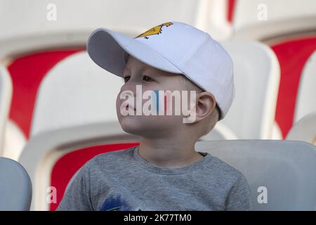 ©ERIC BALEDENT/MAXPPP - Coupe du Monde - Equipe de France féminine vs Equipe de Norvège féminine - 12/06/2019 2019, Phase Finale - (c) 2019 Baledent/MaxPPP Jeune Supporter français Stockfoto