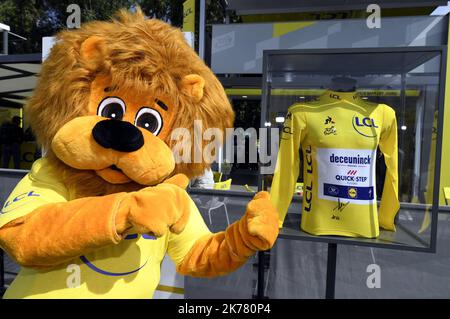 Le Lion du Crédit Lyonnais (LCL). FOTO Alexandre MARCHI. Die vierte Etappe des Radrennens der Tour de France 106. zwischen Reims und Nancy, Ostfrankreich, am 9. Juli 2019, Stockfoto