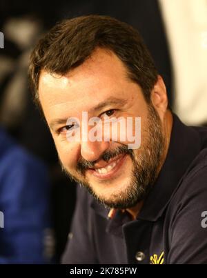 Matteo Salvini, Vorsitzender der Lega Nord (Nordliga) und ehemaliger Innenminister in Pinzolo, Italien, am 31. August 2019. Stockfoto