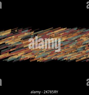 Abstrakte geometrische Geschwindigkeit Linie Multi Neon farbige Fackeln Formen und Gitter auf einem isolierten schwarzen Hintergrund in der Mitte Licht Spuren Stockfoto