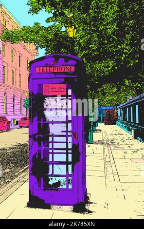 Birmingham City Centre in hellen, lebendigen Farben, eine Reihe von digitalen Kunstwerken inspiriert von der farbenfrohen und vielfältigen Gemeinde Birmingham Stockfoto