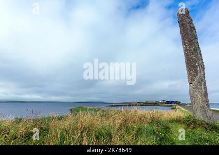 The Watch Stone, Standing Stone, Festland, Orkney, Schottland, VEREINIGTES KÖNIGREICH Stockfoto