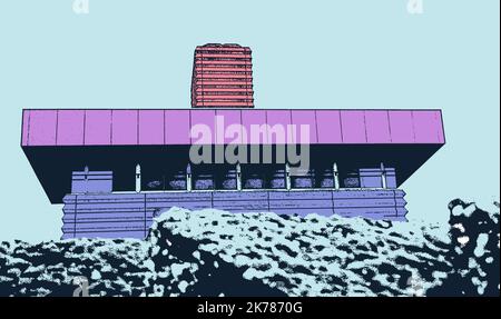 Birmingham City Centre in hellen, lebendigen Farben, eine Reihe von digitalen Kunstwerken inspiriert von der farbenfrohen und vielfältigen Gemeinde Birmingham Stockfoto