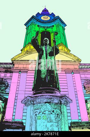 Birmingham City Centre in hellen, lebendigen Farben, eine Reihe von digitalen Kunstwerken inspiriert von der farbenfrohen und vielfältigen Gemeinde Birmingham Stockfoto