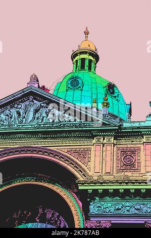 Birmingham City Centre in hellen, lebendigen Farben, eine Reihe von digitalen Kunstwerken inspiriert von der farbenfrohen und vielfältigen Gemeinde Birmingham Stockfoto