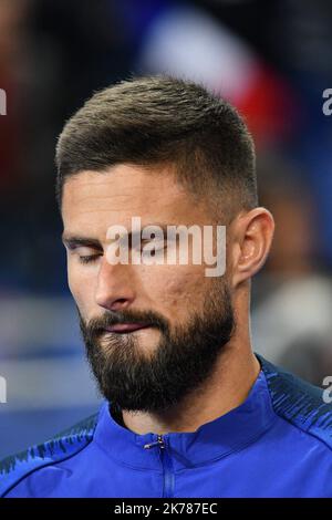 Olivier Giroud #9 avant le match de Qualifications pour l'Euro 2020, France-Andorre, le 10 Septembre 2019, au Stade de France. Stockfoto