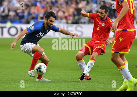 Leo Dubois # 13 beim Spiel zwischen Frankreich und Andorra am 10. September 2019 im Stade de France um die Qualifikation zur EM 2020. Stockfoto