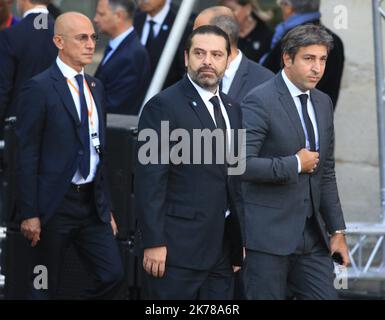 Der ehemalige französische Präsident Jacques Chirac Beerdigung bei der Eglise Saint-Sulpice (St. Sulpitius-Kirche) in Paris, Frankreich, am 30. September 2019, im Bild: Der libanesische Premierminister Saad Hariri. â© Pierre Teyssot/Maxppp Stockfoto