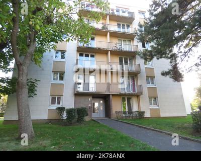 Gonesse, Frankreich, Oktober 3. 2019 - das Gebäude, in dem Mickael Harpon lebt, der 4 Polizisten im Polizeihauptquartier in Paris getötet hat. Stockfoto