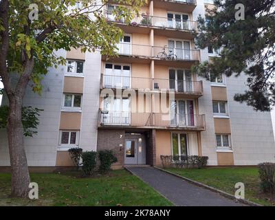 Gonesse, Frankreich, Oktober 3. 2019 - das Gebäude, in dem Mickael Harpon lebt, der 4 Polizisten im Polizeihauptquartier in Paris getötet hat. Stockfoto