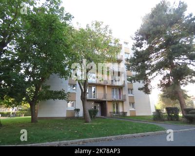 Gonesse, Frankreich, Oktober 3. 2019 - das Gebäude, in dem Mickael Harpon lebt, der 4 Polizisten im Polizeihauptquartier in Paris getötet hat. Stockfoto