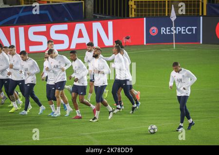 Trainingseinheit im Jan Breydel Stadion in Brügge am 21. Oktober 2019 am Vorabend des Fußballspiels Der UEFA Champions League Group A zwischen dem Club Brugge und Paris Saint-Germain. Stockfoto