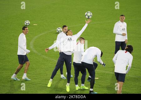 Trainingseinheit im Jan Breydel Stadion in Brügge am 21. Oktober 2019 am Vorabend des Fußballspiels Der UEFA Champions League Group A zwischen dem Club Brugge und Paris Saint-Germain. Stockfoto