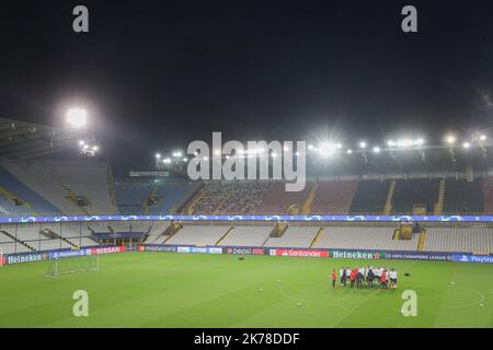 Trainingseinheit im Jan Breydel Stadion in Brügge am 21. Oktober 2019 am Vorabend des Fußballspiels Der UEFA Champions League Group A zwischen dem Club Brugge und Paris Saint-Germain. Stockfoto