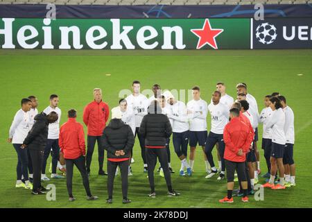 Trainingseinheit im Jan Breydel Stadion in Brügge am 21. Oktober 2019 am Vorabend des Fußballspiels Der UEFA Champions League Group A zwischen dem Club Brugge und Paris Saint-Germain. Stockfoto