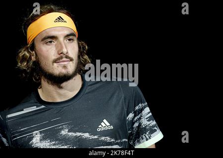 ©Sebastien Muylaert/MAXPPP - Stefanos Tsitsipas aus Griechenland reagiert beim Rolex Paris Masters Tennisturnier in seinem zweiten Spiel gegen Taylor Fritz aus den USA? In Paris, Frankreich.30.10.2019 Stockfoto