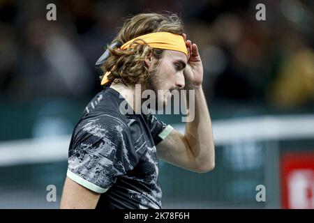 ©Sebastien Muylaert/MAXPPP - Stefanos Tsitsipas aus Griechenland reagiert beim Rolex Paris Masters Tennisturnier in seinem zweiten Spiel gegen Taylor Fritz aus den USA? In Paris, Frankreich.30.10.2019 Stockfoto